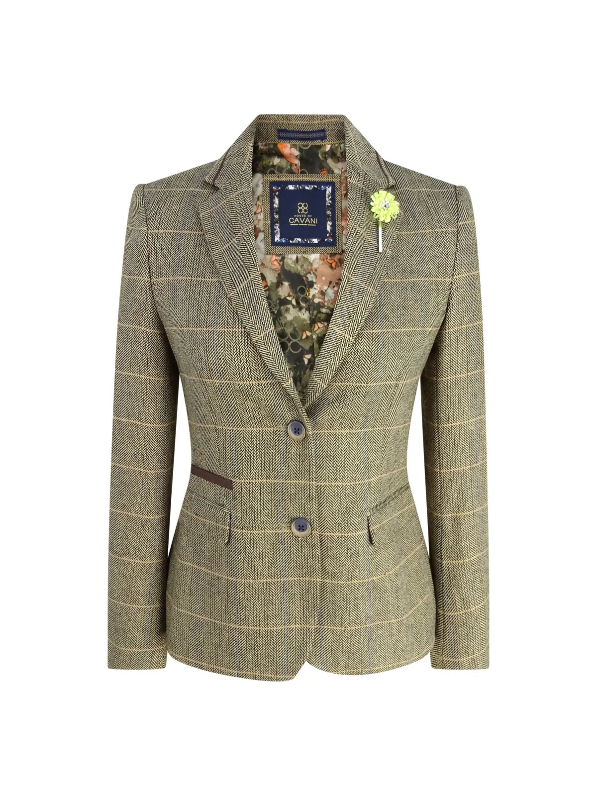 Blazer de tweed marrón claro para mujer