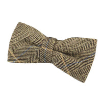 Albert - Pajarita de tweed marrón con estampado de espiga para hombre