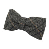 Albert - Pajarita de tweed gris con estampado de espiga para hombre