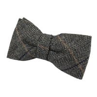 Albert - Pajarita de tweed gris con estampado de espiga para hombre