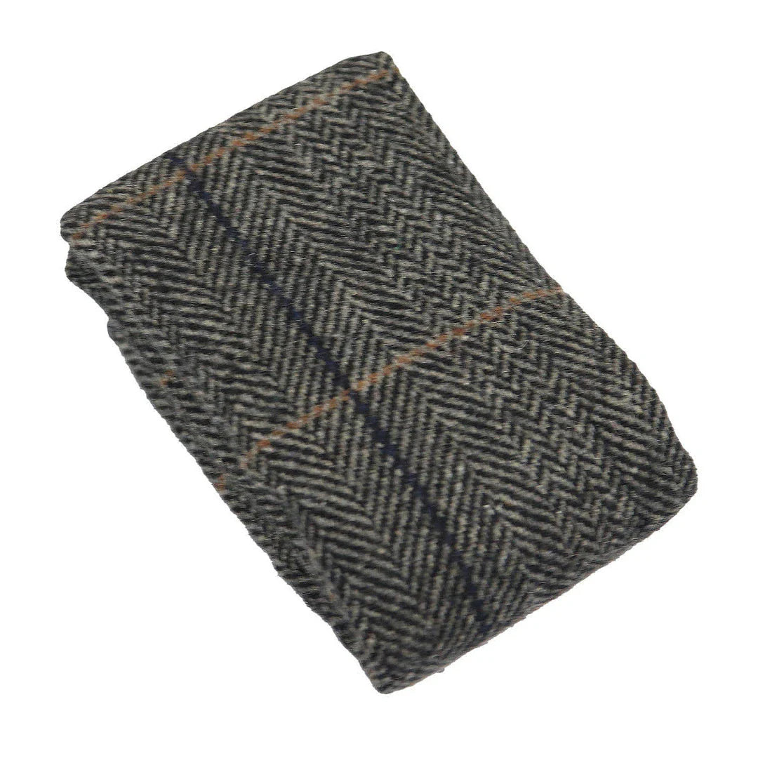 Albert - Pajarita de tweed gris con estampado de espiga para hombre