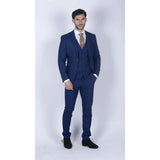 Traje de hombre de 3 piezas a cuadros azul y marrón, corte entallado, ideal para bodas, graduaciones, carreras de caballos o el Príncipe de Gales.