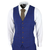 Traje de hombre de 3 piezas a cuadros azul y marrón, corte entallado, ideal para bodas, graduaciones, carreras de caballos o el Príncipe de Gales.