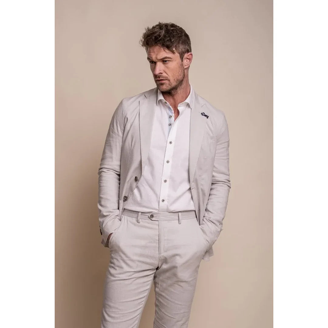 Alvari - Blazer de lino gris para hombre, ideal para el verano.