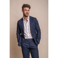Alvari - Blazer de verano de lino azul marino para hombre
