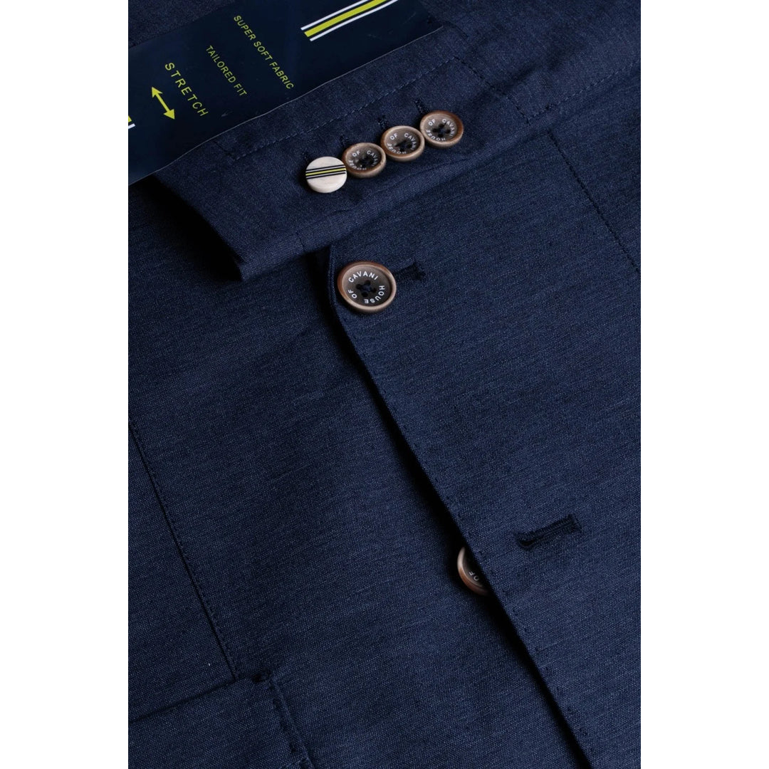 Alvari - Blazer de verano de lino azul marino para hombre