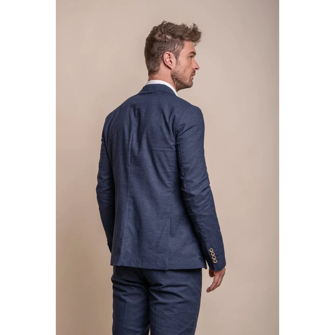 Alvari - Blazer de verano de lino azul marino para hombre