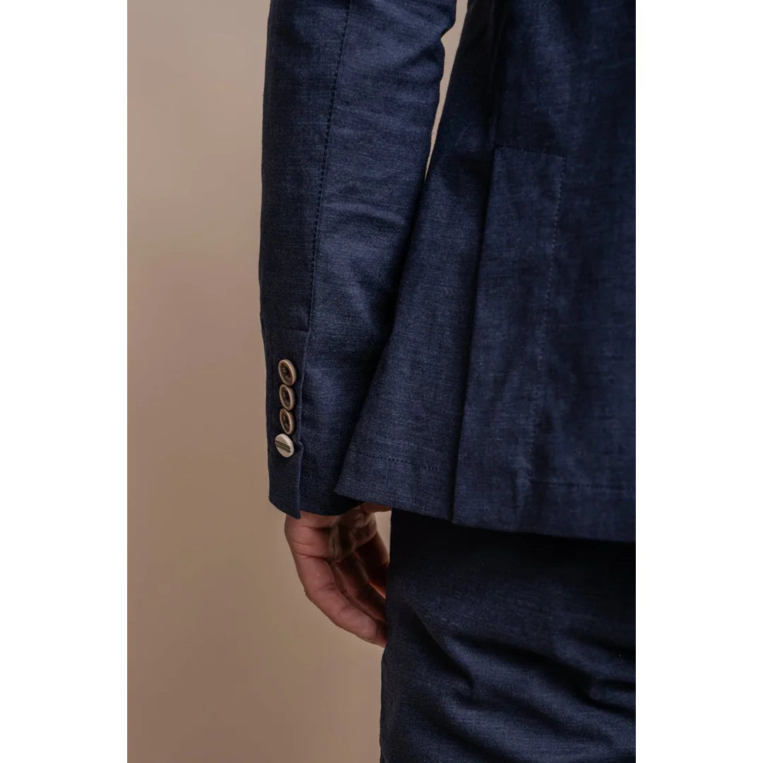 Alvari - Blazer de verano de lino azul marino para hombre