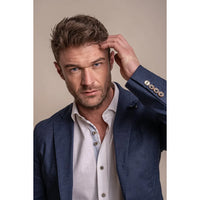 Alvari - Blazer de verano de lino azul marino para hombre