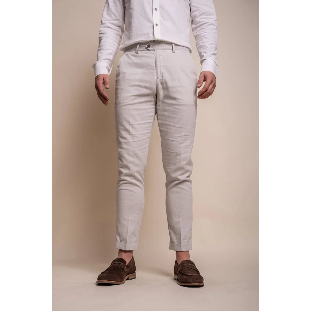 Alvari - Pantalón de verano de lino gris para hombre