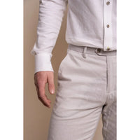 Alvari - Pantalón de verano de lino gris para hombre