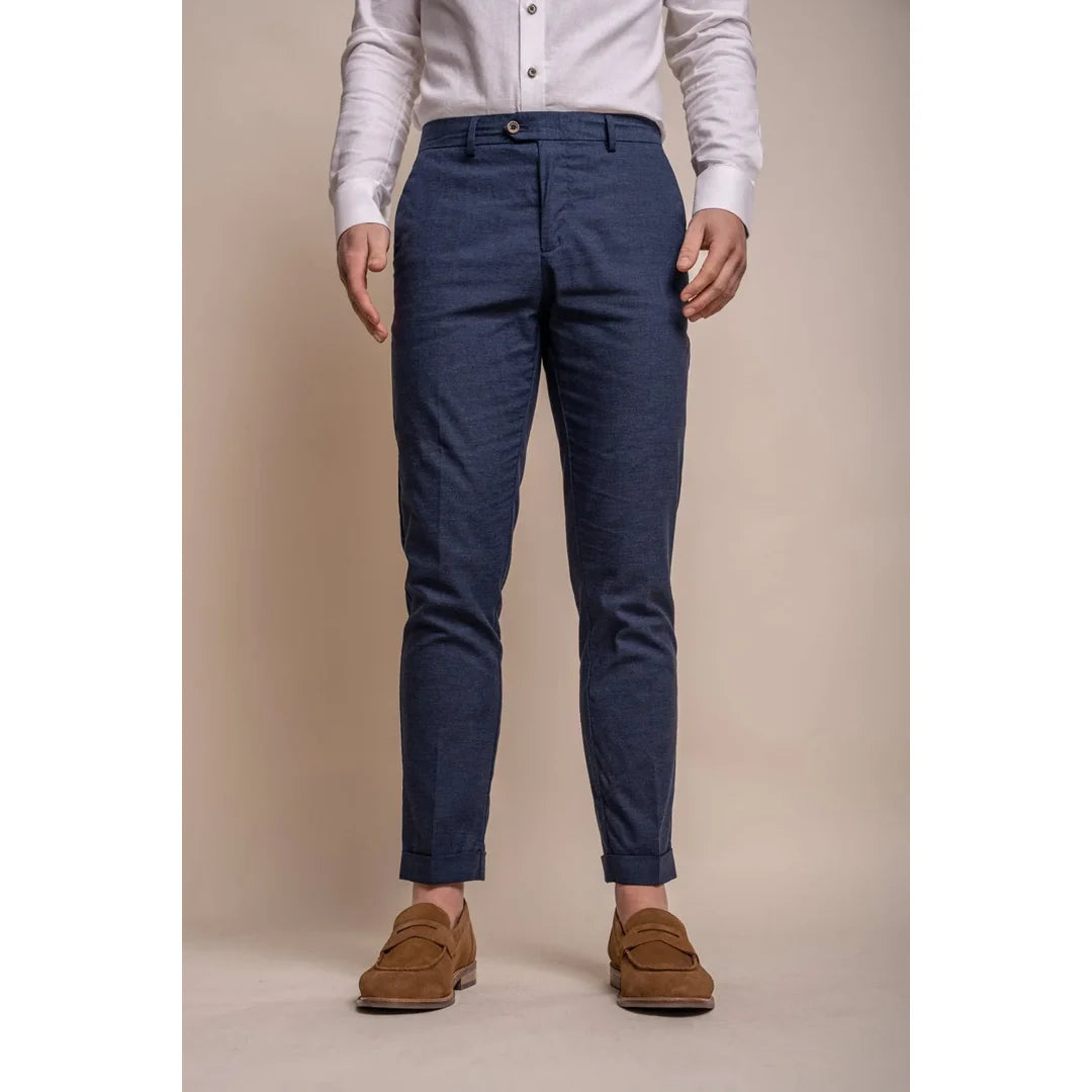 Alvari - Pantalones de lino azul marino para hombre, ideales para el verano.