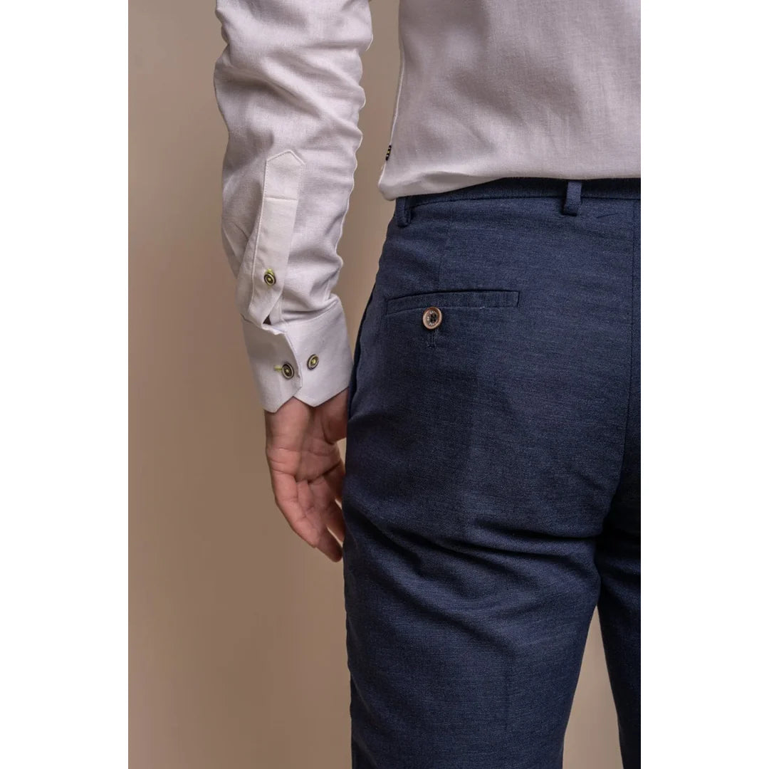 Alvari - Pantalones de lino azul marino para hombre, ideales para el verano.