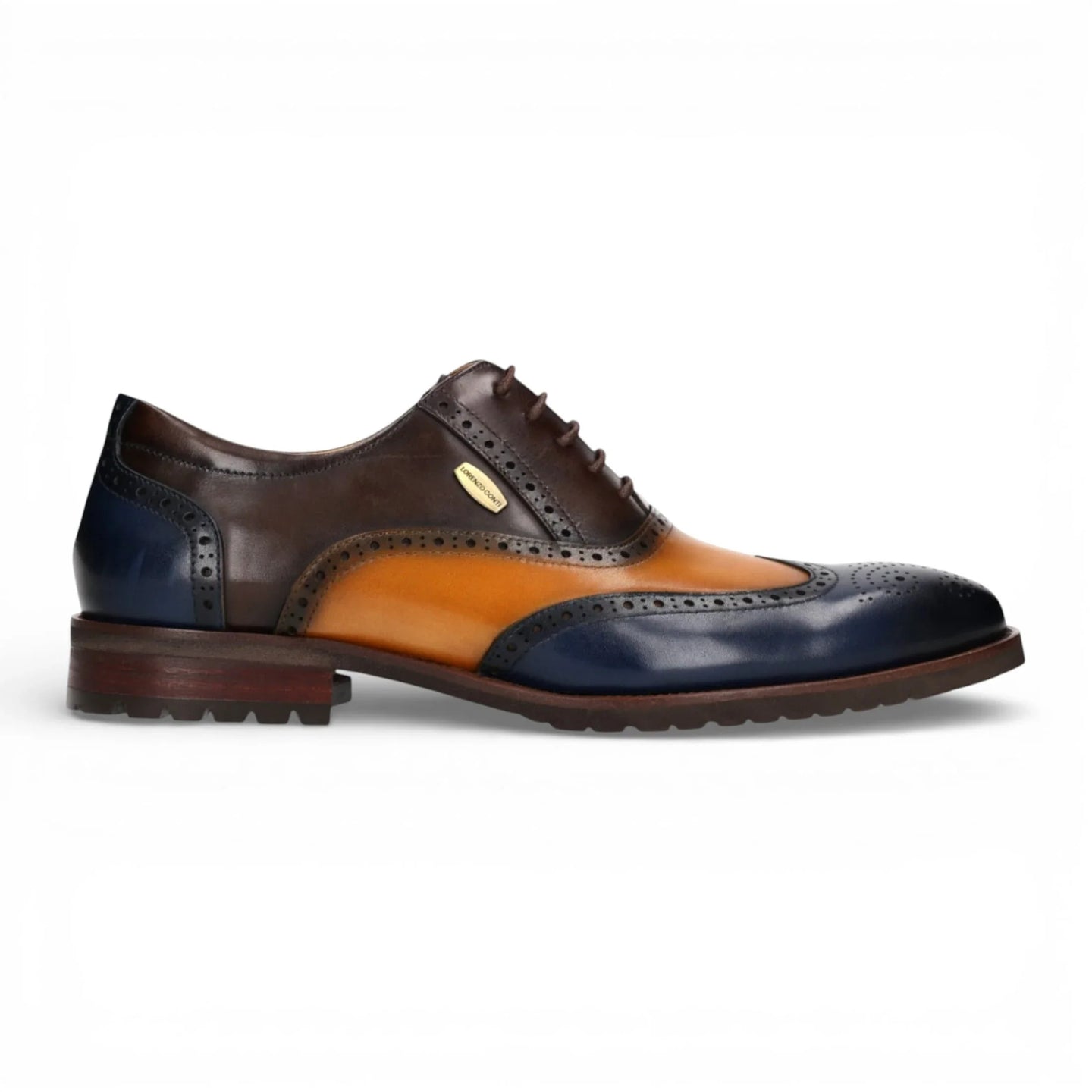 Antonin 01 - Zapatos Oxford de cuero azul y marrón para hombre