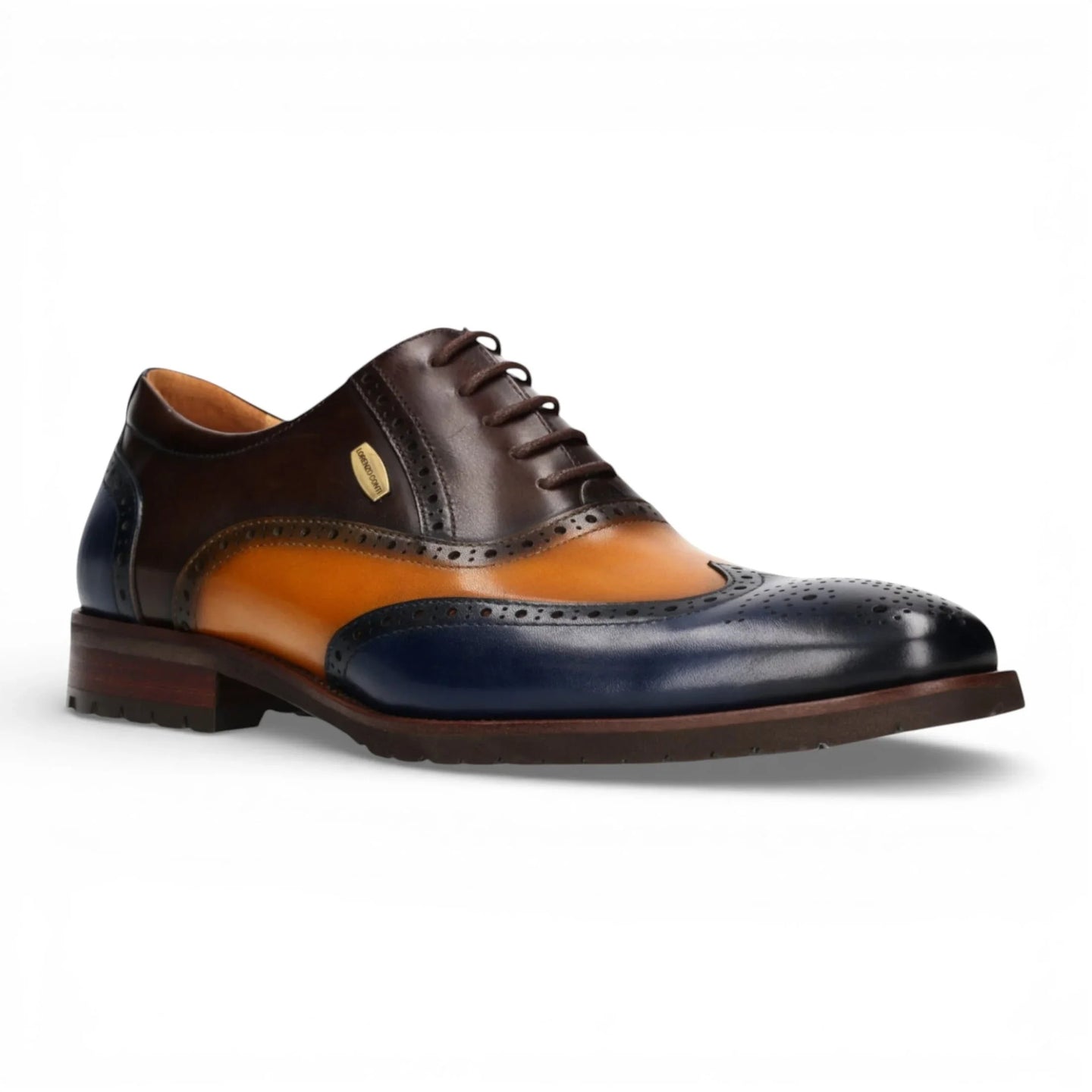 Antonin 01 - Zapatos Oxford de cuero azul y marrón para hombre