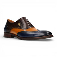 Antonin 01 - Zapatos Oxford de cuero azul y marrón para hombre