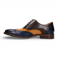 Antonin 01 - Zapatos Oxford de cuero azul y marrón para hombre