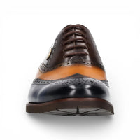 Antonin 01 - Zapatos Oxford de cuero azul y marrón para hombre