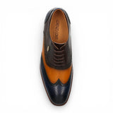 Antonin 01 - Zapatos Oxford de cuero azul y marrón para hombre