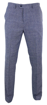 Cavani Antonio - Pantalones vintage de cuadros gris azulados para hombre - Largo regular