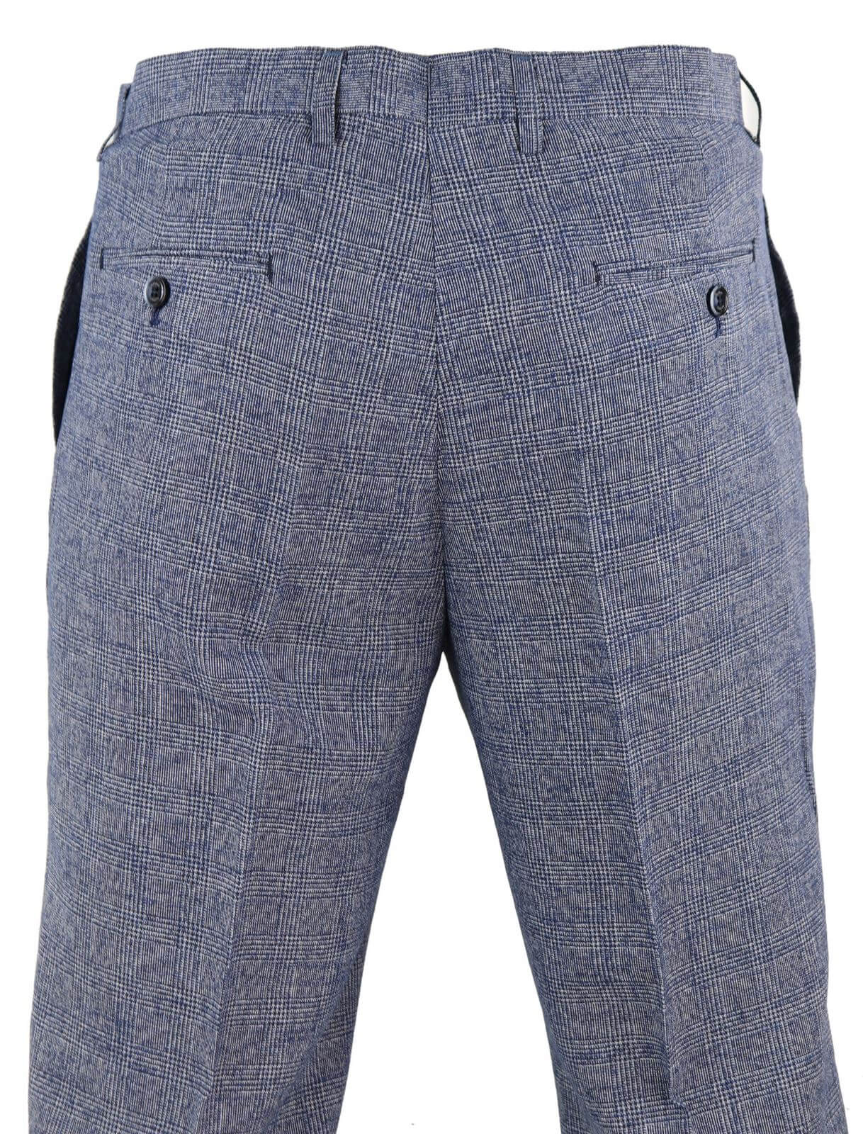 Cavani Antonio - Pantalones vintage de cuadros gris azulados para hombre - Largo regular
