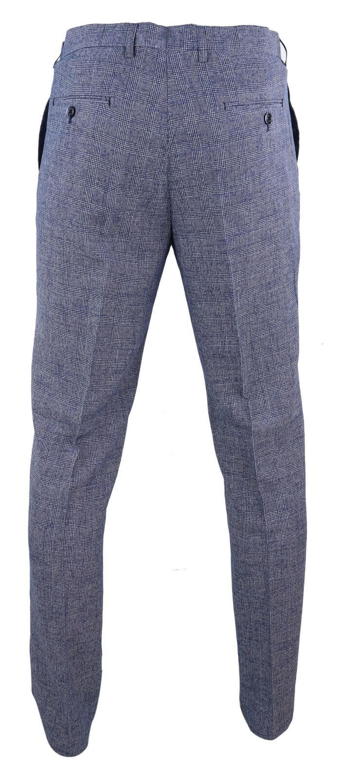 Cavani Antonio - Pantalones vintage de cuadros gris azulados para hombre - Largo regular