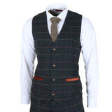 Chaleco de tweed azul marino a cuadros con estampado de espiga para hombre de Archer