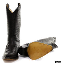 Botas vaqueras para hombre, puntiagudas, negras y marrones, de Arizona, de cuero auténtico, estilo western cubano.