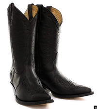 Botas vaqueras para hombre, puntiagudas, negras y marrones, de Arizona, de cuero auténtico, estilo western cubano.