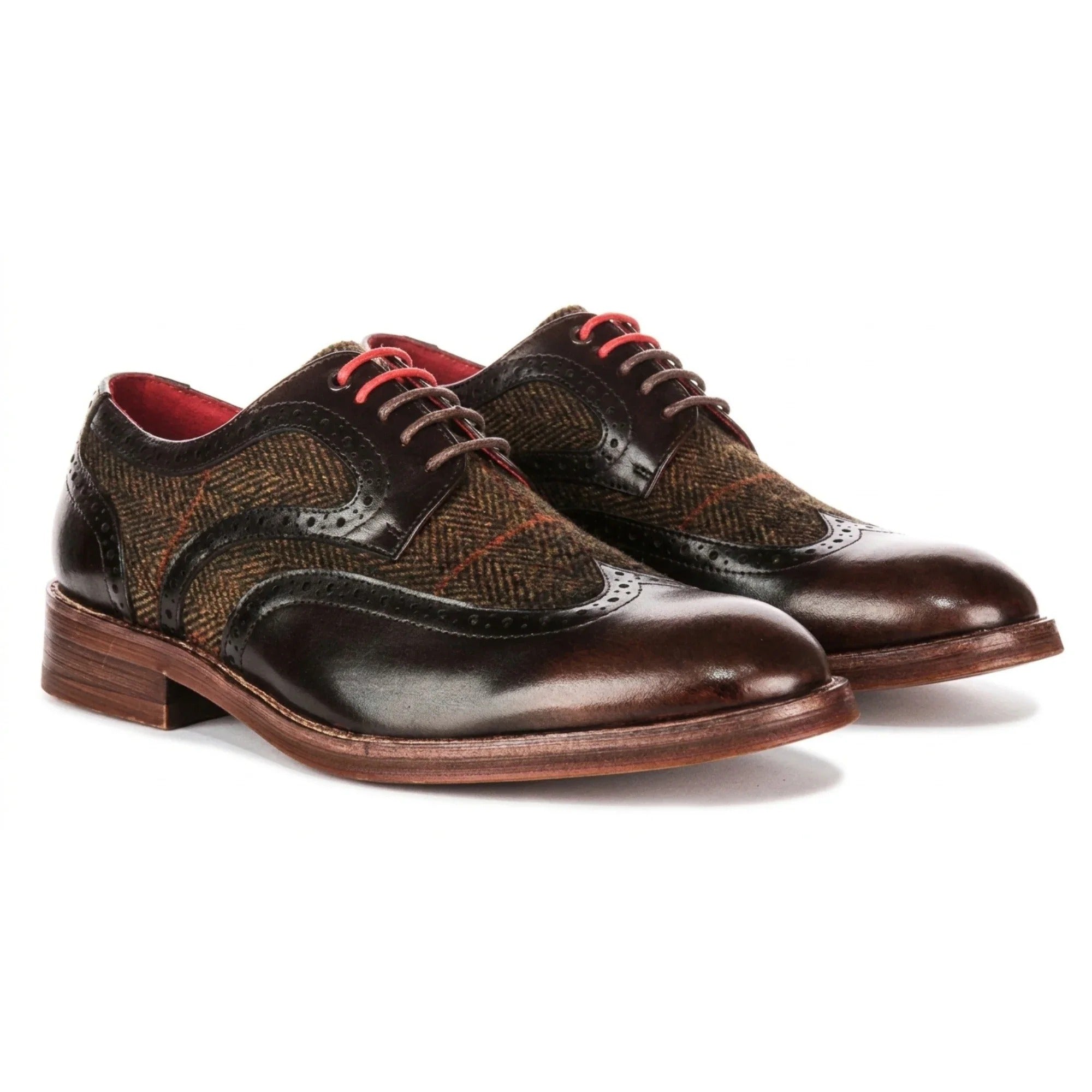 Arlo - Zapatos brogue de tweed marrón para hombre