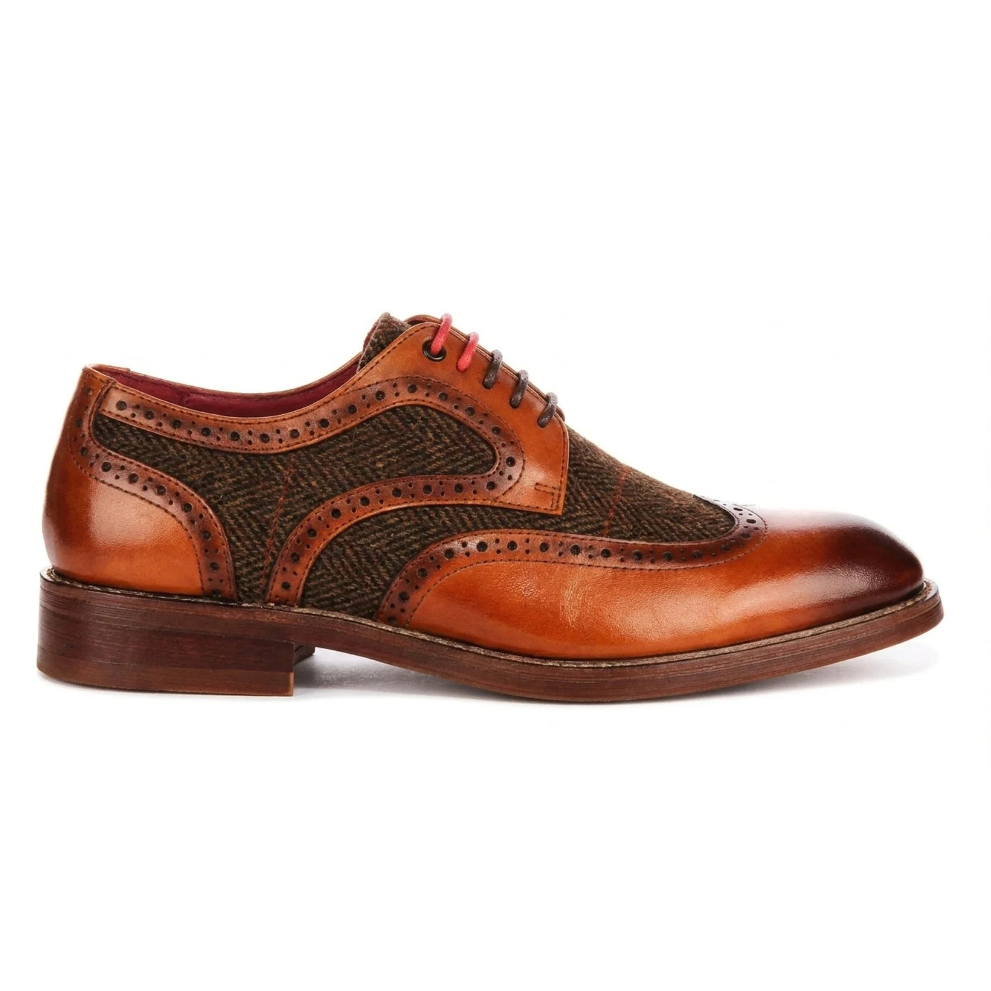 Arlo - Zapatos brogue de tweed color camel para hombre