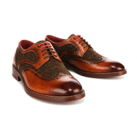 Arlo - Zapatos brogue de tweed color camel para hombre