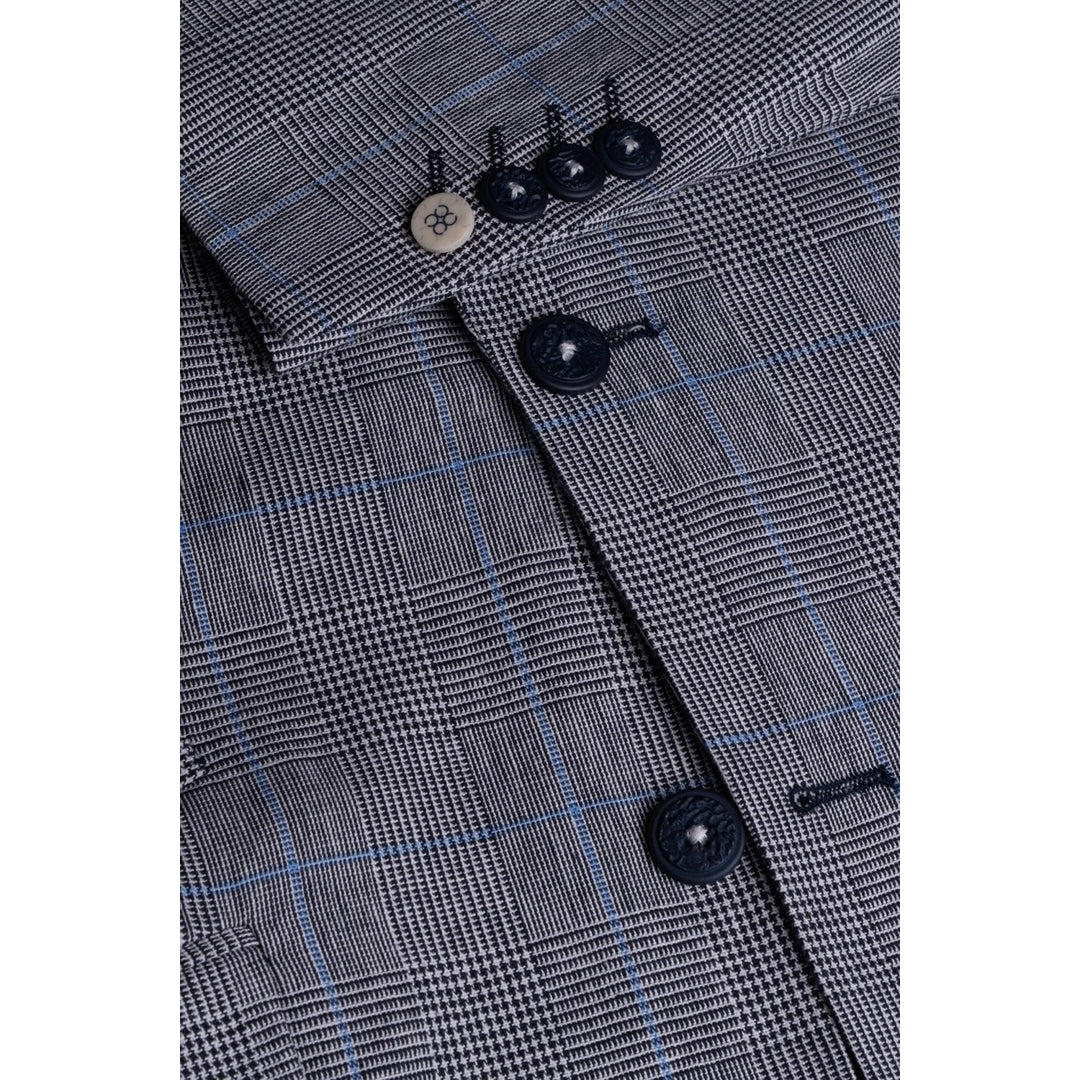 Arriga - Blazer de cuadros grises y azules para hombre