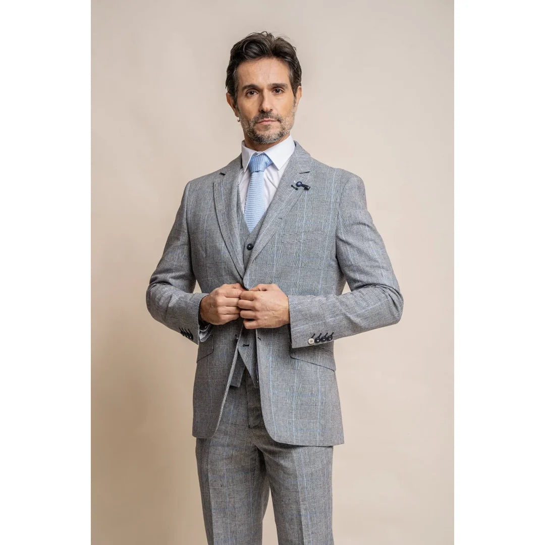 Arriga - Blazer de cuadros grises y azules para hombre