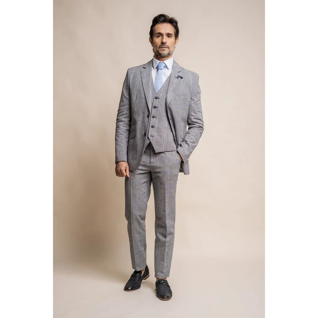 Arriga - Blazer de cuadros grises y azules para hombre