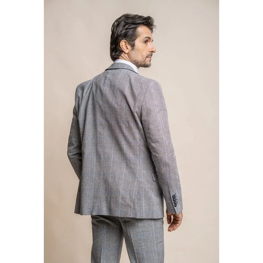 Arriga - Blazer de cuadros grises y azules para hombre