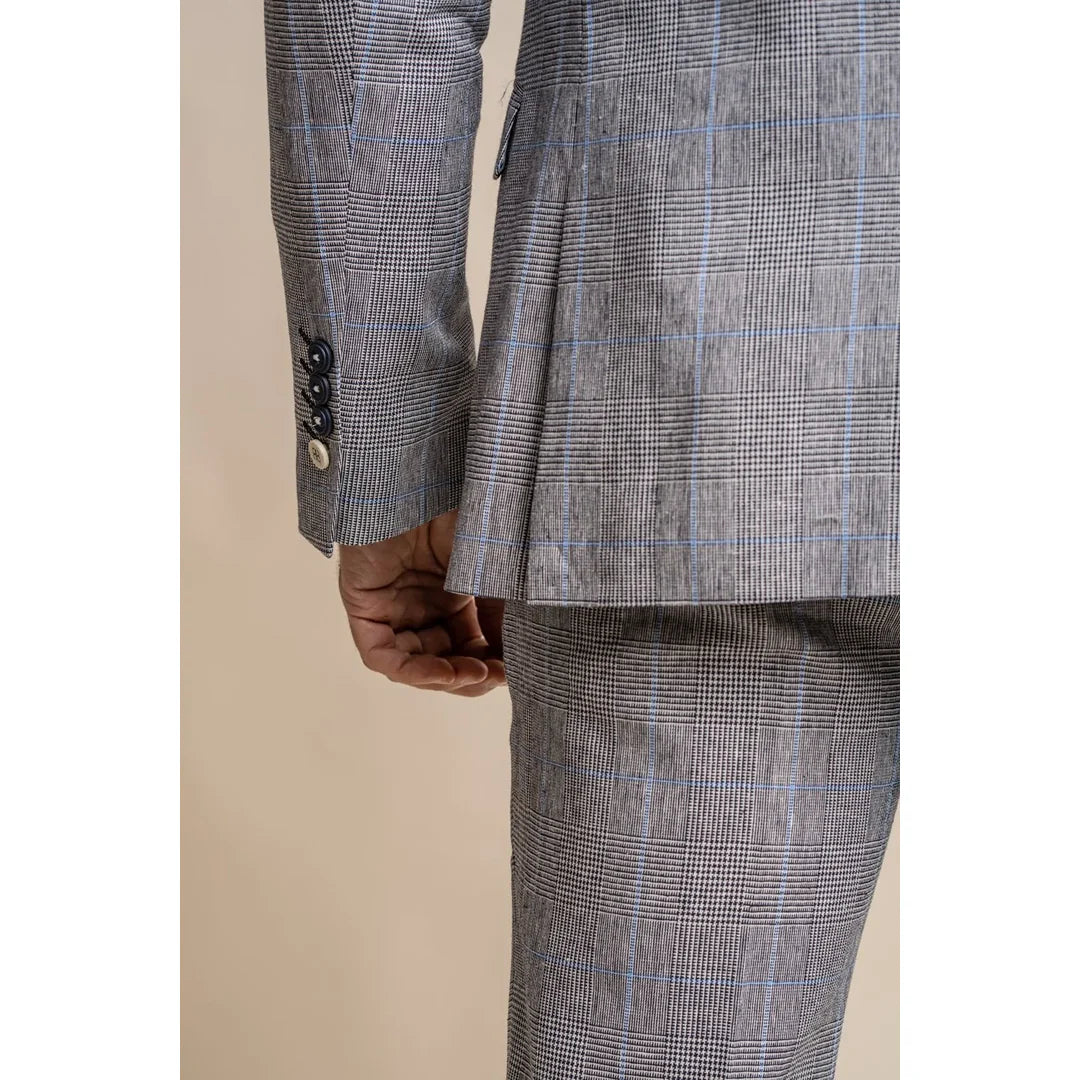Arriga - Blazer de cuadros grises y azules para hombre