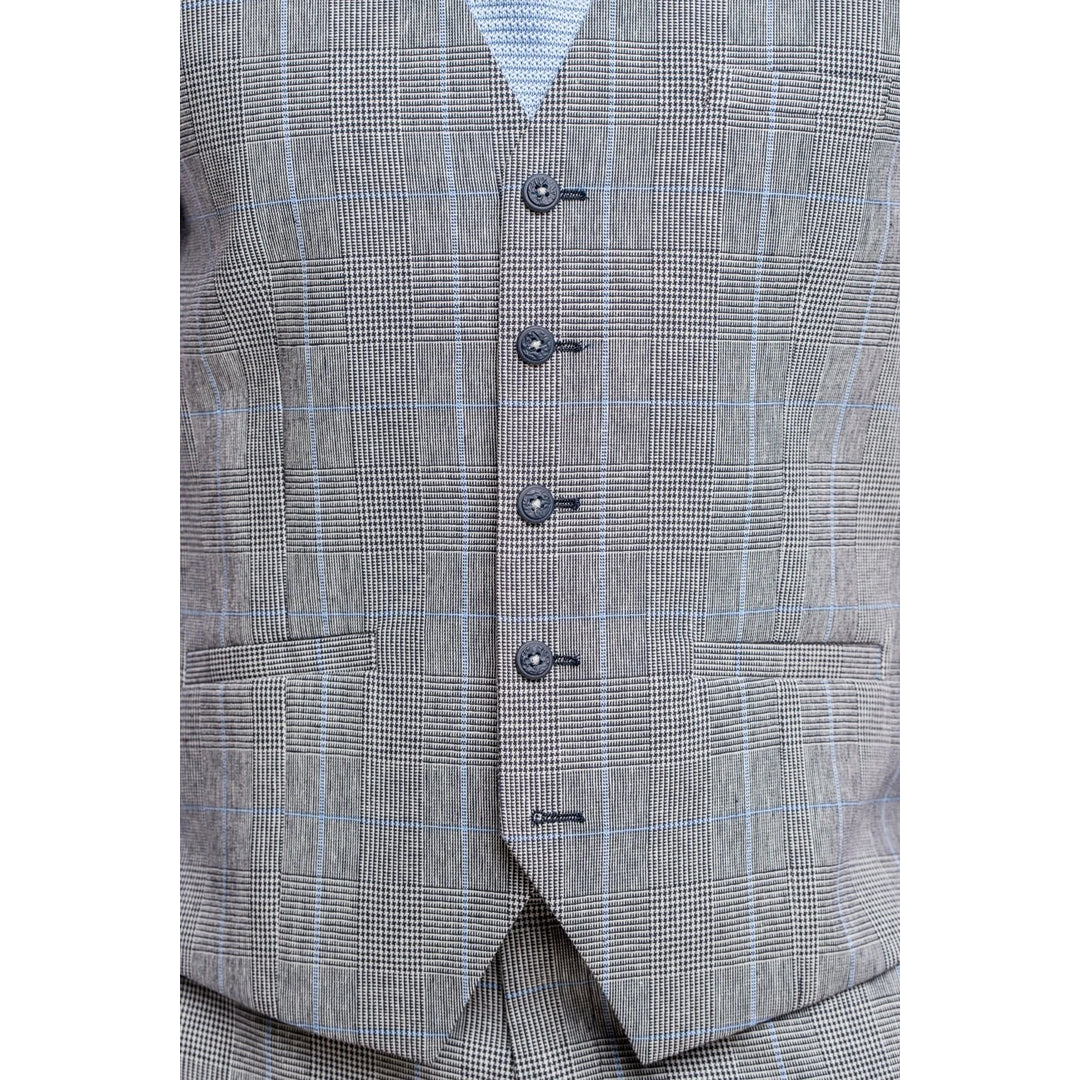 Arriga - Chaleco de cuadros grises y azules para hombre
