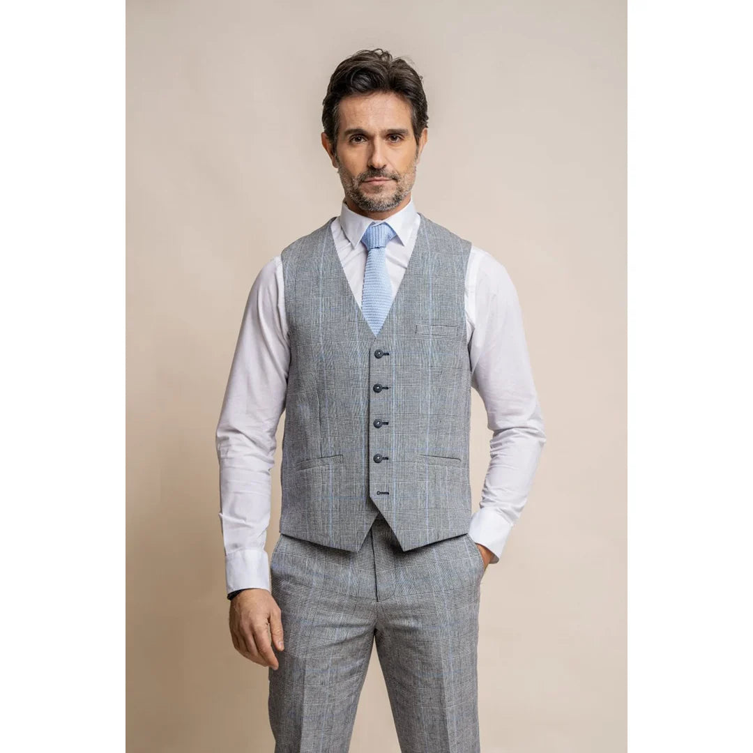 Arriga - Chaleco de cuadros grises y azules para hombre
