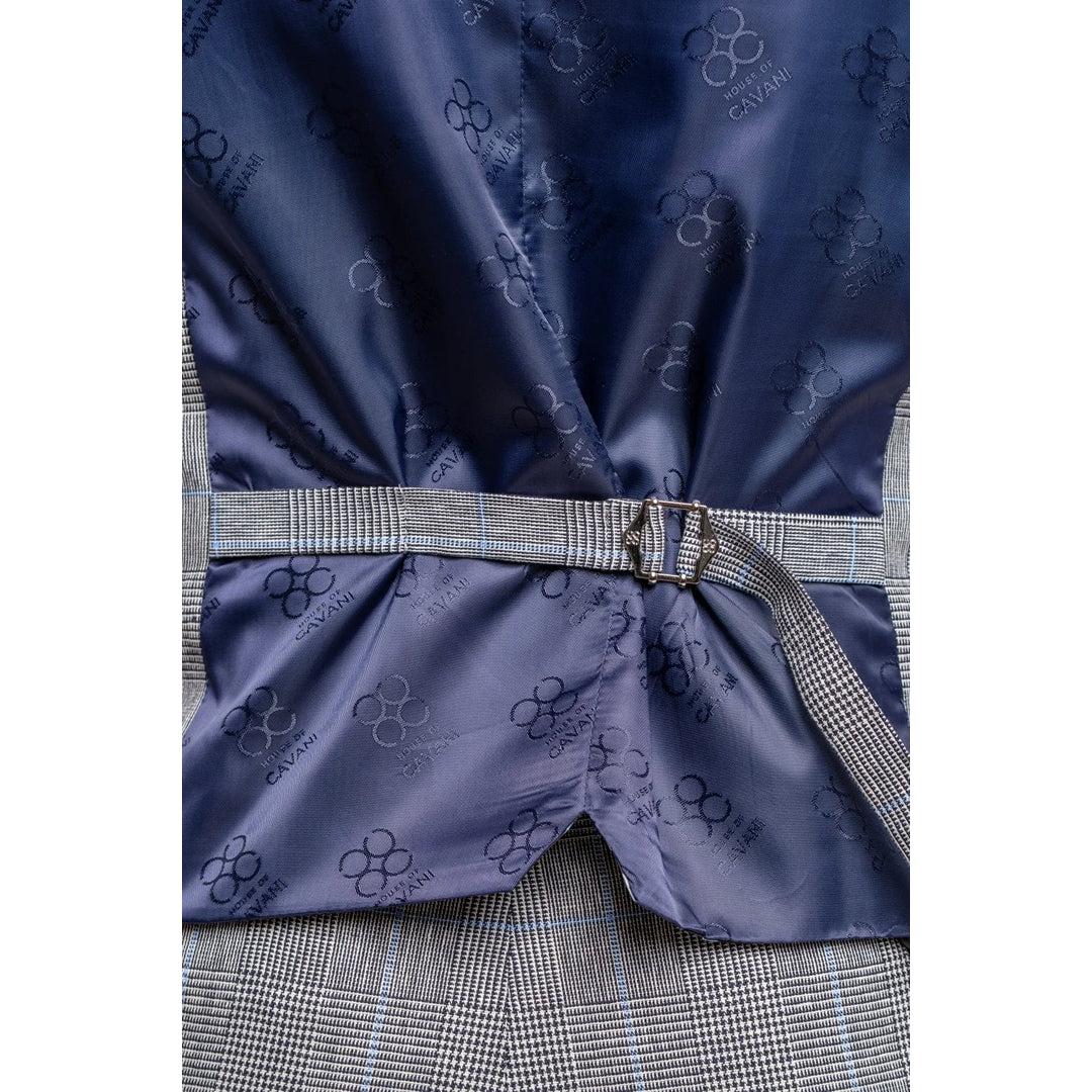 Arriga - Chaleco de cuadros grises y azules para hombre