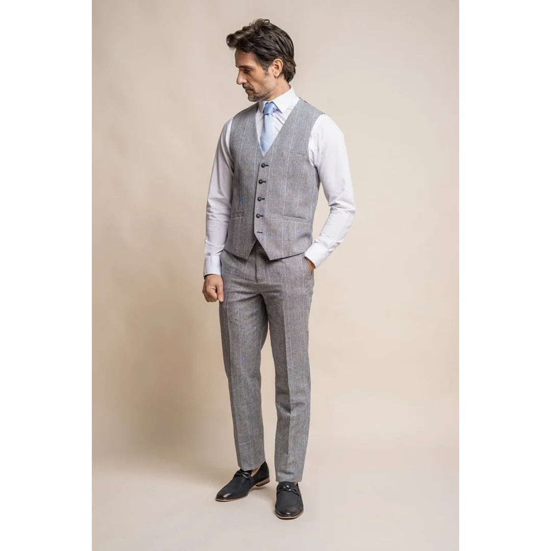 Arriga - Chaleco de cuadros grises y azules para hombre
