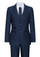 Traje de tres piezas de tweed azul marino para niño, estilo clásico de boda elegante y formal de los años 20.