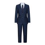 Traje de tres piezas de tweed azul marino para niño, estilo clásico de boda elegante y formal de los años 20.