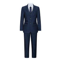 Traje de tres piezas de tweed azul marino para niño, estilo clásico de boda elegante y formal de los años 20.