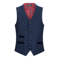 Traje de tres piezas de tweed azul marino para niño, estilo clásico de boda elegante y formal de los años 20.