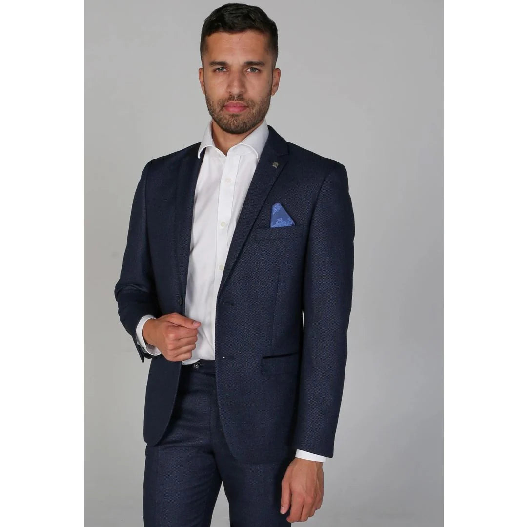 Arthur - Blazer azul marino Birdseye para hombre