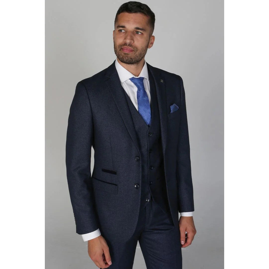 Arthur - Blazer azul marino Birdseye para hombre