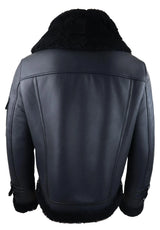 Abrigo de piel de oveja para hombre, chaqueta de aviador con cremallera, color negro, cálido para invierno.