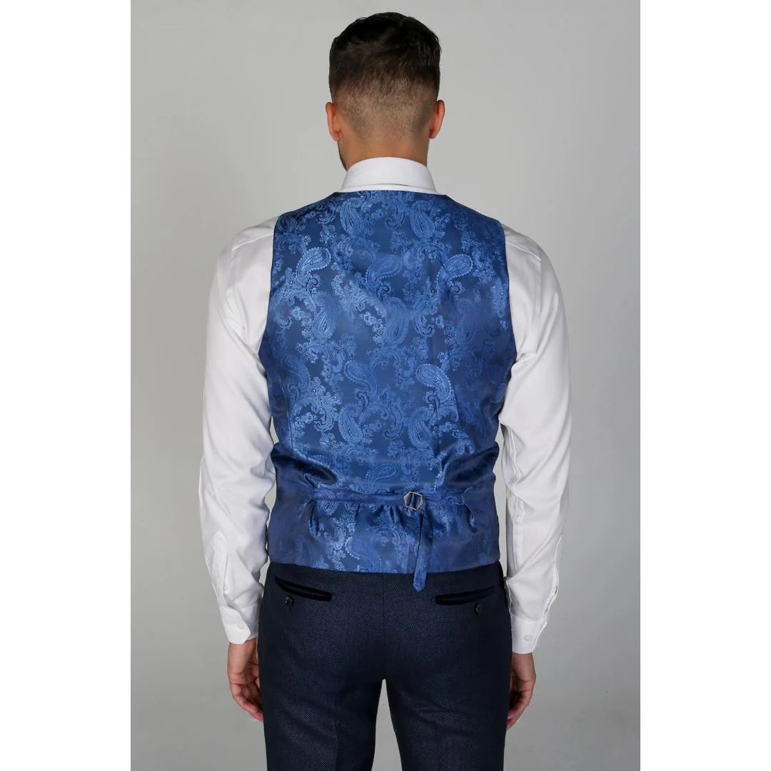 Arthur - Chaleco azul marino de ojo de pájaro para hombre