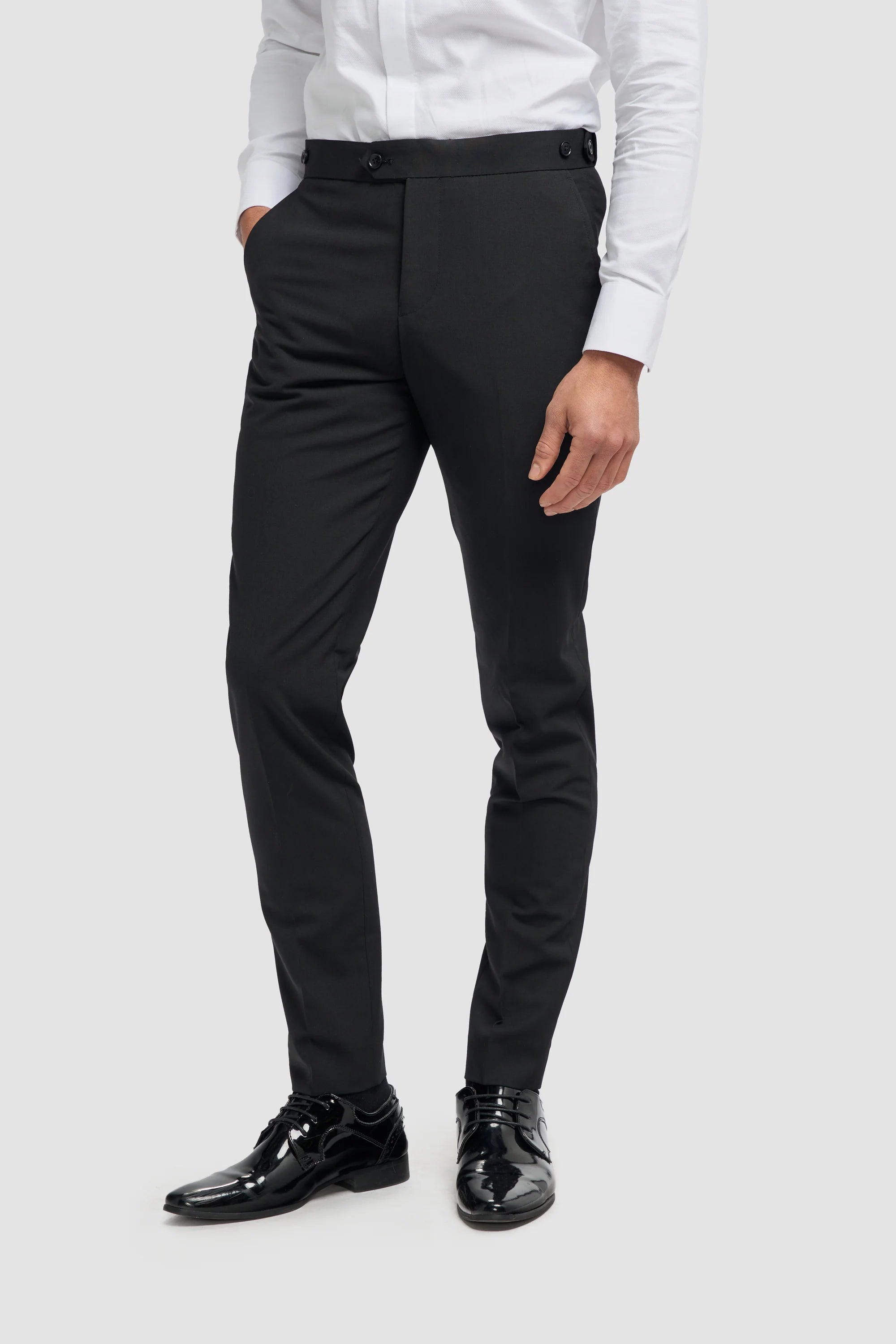 Aspen - Traje de esmoquin negro de dos piezas para hombre, cruzado.